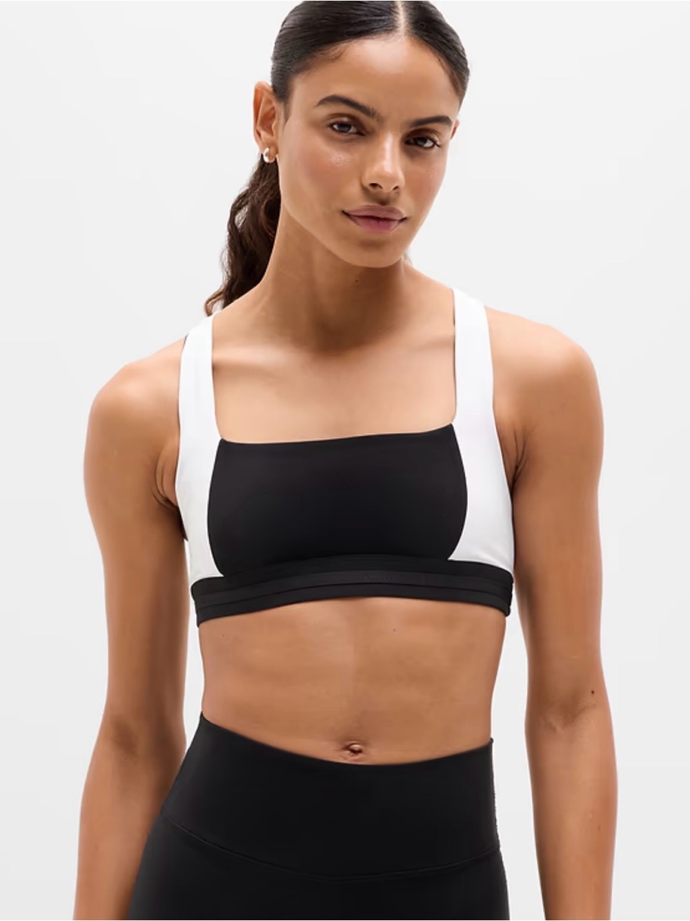 NWT Athleta High Tone Bra Black White Size L